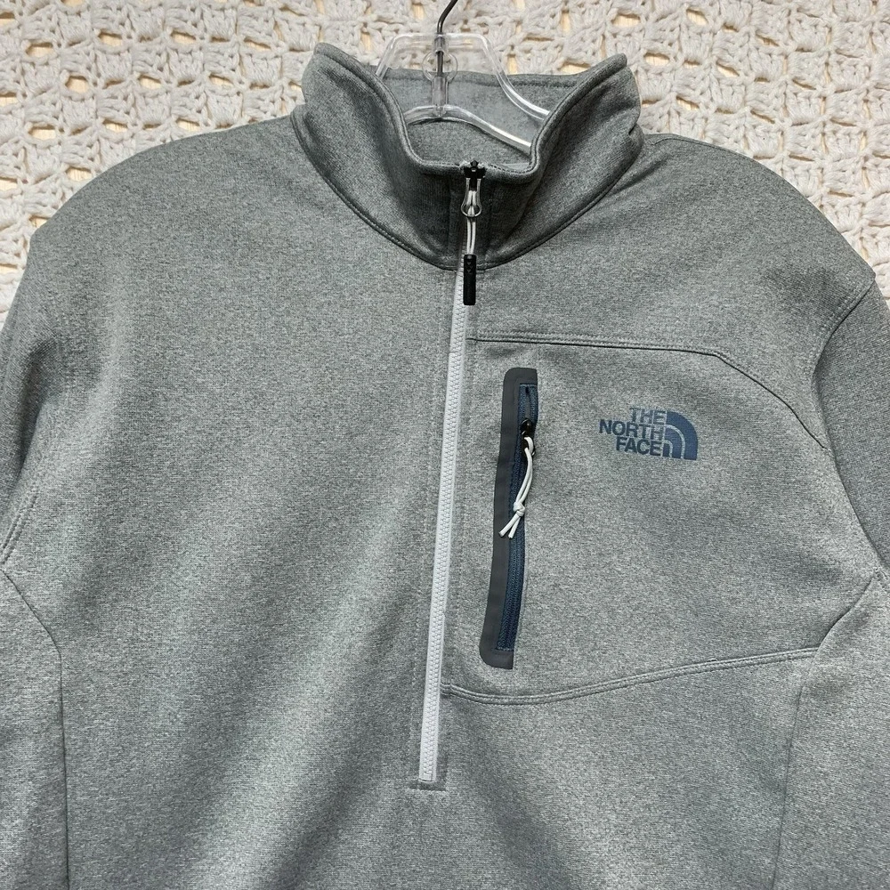 The North Face 1/4 Zip Pullover Jacket Mens Size L Grey Lightweight Long‎ Sleeve